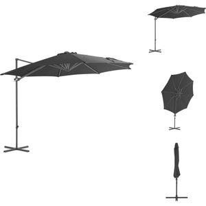 vidaXL Hangende Parasol - Antraciet - 300 x 255 cm - UV-beschermend - Met kruisvoet - Parasol