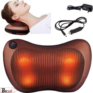 Borvat® | Shiatsu Massage Kussen - Elektrisch Nek en Rug Apparaat - met Warmte infrarood Functie