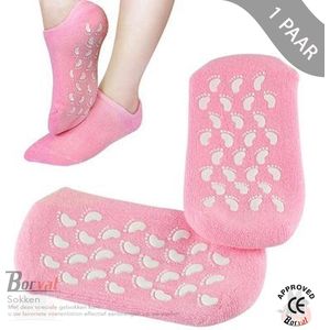 Borvat® - Premium Roze sokken - Universele Maat Max. 41 - Hydrateer en Verzorg Uw Voeten Via de Gellaag Aan de Binnenkant van de Sokken - Roze -1 Paar