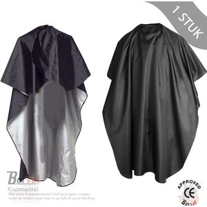 Borvat® - Kappersmantel - Kapmantel - Kappersschort - Kapper - Geschikt voor Haren - Unisex - Thuis of Salon - Voor Volwassenen en Kinderen - Zwart