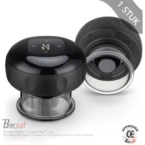 Borvat® - Elektrische Cupping Cup - Cellulite Cups - Cellulite Massage Apparaat - Cupping Cups - Hijama Cups - Full Body - Anti Cellulitis - Zwart
