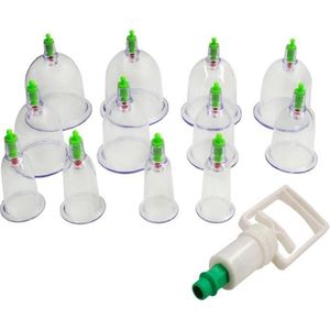 IBBO Shop - Chinese Cupping - Vacuum cups - 12 Delig - Massage - Cupping Set - Cupping Set Massage - Cups - Set 12-Delig