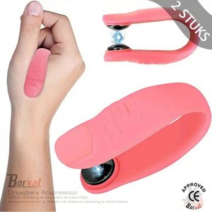 Borvat® - Draagbare Acupressuur - Anti Stress - Hoofdpijn - Migraine - Ontspanning - Meditatie - Acupunctuur - Acupressuur - Roze - 2 Stuks
