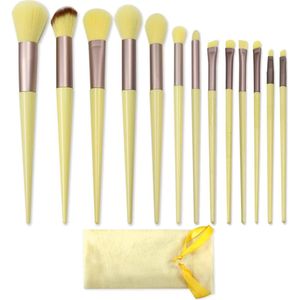 IBBO® - Professionele Make-up Kwasten - Poederkwast - Penseel kwast - Oogschaduw kwast - bronzer kwast - Foundation kwast - contouren - make-up borstels 13-delig - Cadeau voor haar - Geel