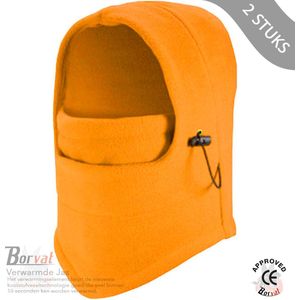 Borvat® - Fleece Bivakmuts - Wintermuts - Motormasker - Balaclava - Wintersport - Unisex - Lichtoranje