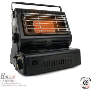 Borvat® - Gaskachel - Heater - Kachel - Terrasverwarmer - Camping gaskachel - Gas Heater - Verstelbaar - Draagbaar -Zwart