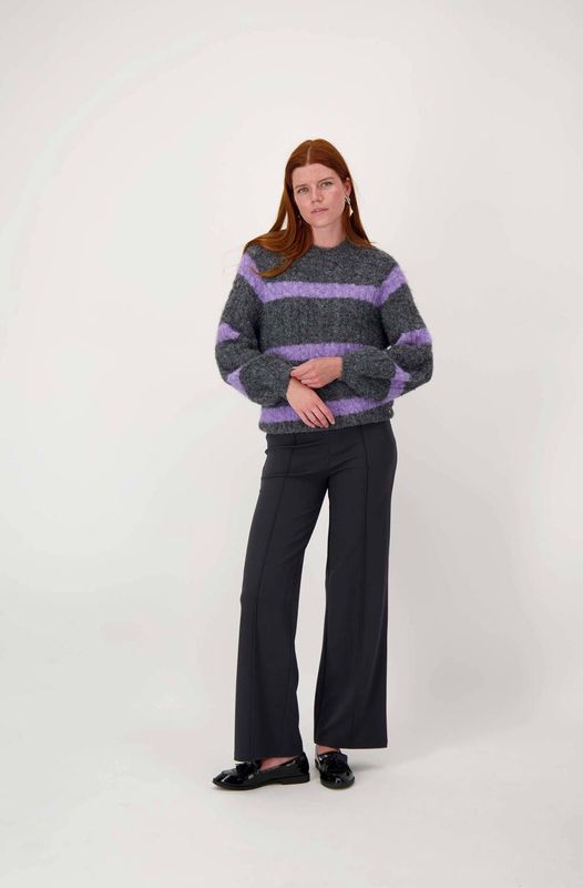 Zusss - Straight High Waist Pantalon - Zwart