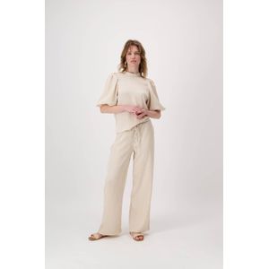 Zusss - Top - Beige - 100% Polyester - Driekwart Pofmouwen