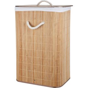 Storage Solutions Wasmand - bamboe hout - met deksel - naturel - 40 x 30 x 60 cm - 70 liter - opvouwbaar