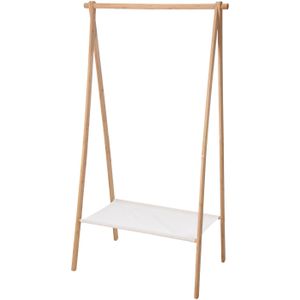 Kledingrek met plank - bamboe - lichtbruin/wit - 86 x 57 x 155 cm - Kledingrekken