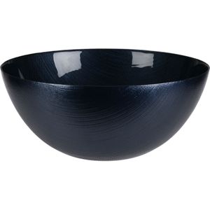 Excellent Houseware Serveerschaal/saladeschaal - decoratie schaal - donker blauw - glas - 28 x 12 cm