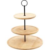 Excellent Houseware Etagere bamboe hout - 3-laags - presenteer/serveer schalen - D28 x H40 cm - high tea
