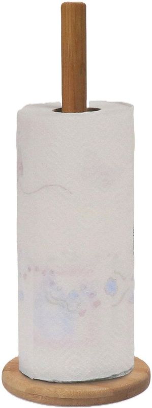 Excellent Houseware Keukenrolhouder - bamboe hout - D14 x H32 cm