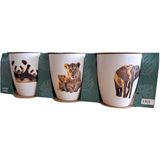 Excellent Houseware - Mokje Jungle - Set van 3 - Wit - Aardewerk