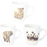 Excellent Houseware - Mokje Jungle - Set van 3 - Wit - Aardewerk