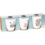 Excellent Houseware - Mokje Jungle - Set van 3 - Wit - Aardewerk