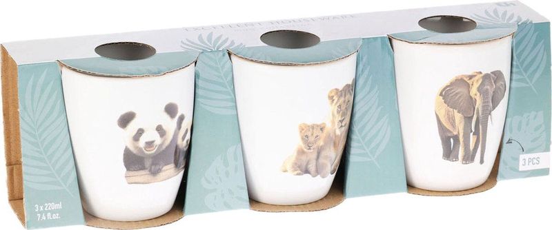 Excellent Houseware - Mokje Jungle - Set van 3 - Wit - Aardewerk