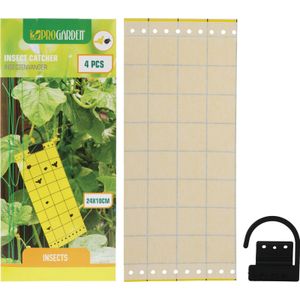 Pro Garden Fruitvliegjes val fruit hangende plaatjes - 4x stickers - ongedierte bestrijding - Insecten/vliegen vallen