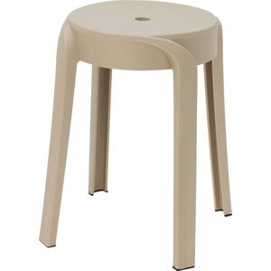 Bijzet krukje/zit krukje Astora - kunststof - beige - D34 x H45 cm - stoelen - Krukjes