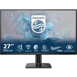 Philips - 1000 series 27E2N1500L/00 - Computer Monitor - Zwart - 68,6 cm - 2560 x 1440 Pixels - Quad HD - LED