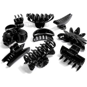Haarklemmen set 9x zwart diverse varianten