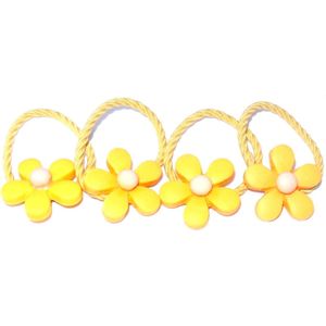 Elastiek met bloem lichtoranje-lichtroze