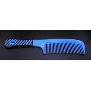 Grote handvat kam neon blauw-zwart