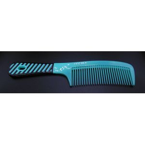 Grote handvat kam neon turquoise-zwart