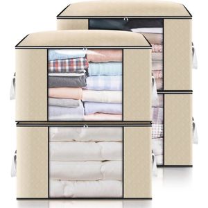 Opbergtas - Kleding Organizer - Opberger - Geschikt Voor Diverse Spullen - Kleding Zak - Geschikt Voor In Je Kast - 4 Stuks - Beige