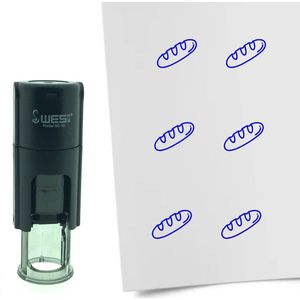 CombiCraft Stempel Stokbrood 10mm rond - blauwe inkt