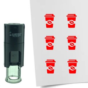 CombiCraft Stempel Coffee-to-go of Koffiebeker 10mm rond - rode inkt