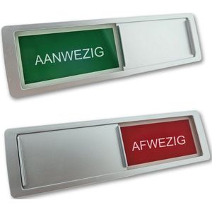 CombiCraft schuifbordje met ""Aanwezig-Afwezig"" in zilver 178 x 50 mm - set van 5