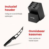 Hanamura - 14-delige Messenset - RVS - Zwart - Messenblok met Slijper en Schaar