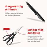 Hanamura - 14-delige Messenset - RVS - Zwart - Messenblok met Slijper en Schaar