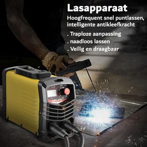 Elektrisch Lcd-lasapparaat 220V Inverter MMA IGBT - Draagbaar met Elektroden houder - Aardingsklem - Masker, Borstel & Lasstaven