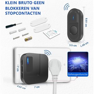 Deurbel - Draadloos - 300m bereik - IP55 - Zwart