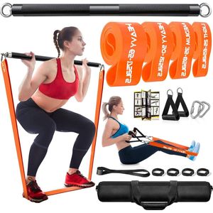 Fitness apparaten Set Voor Thuis - Krachttraining - Afneembare Training Bar - Inclusief 4 Weerstandsbanden - Home Gym