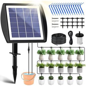 Waterdruppelaar - Irrigatiesysteem - Bewateringssysteem - Zonne Energie - Set van 12 Geplante Planten - Automatisch Watergeefsysteem met USB-voeding - LED-display