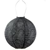 Lumiz Solar Buitenlamp - Buitenverlichting - Lampion - Solar Tuinverlichting - Paisley Rond - 30 cm - Donker Grijs
