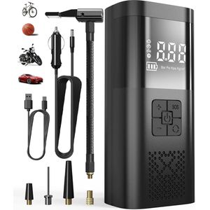 Elektrische Luchtpomp - Batterij Luchtpomp 6000mAh - Draagbare Luchtcompressor 150PSI - Mini Bandenpomp - Elektrische Pomp - Fiets Luchtpomp - met USB/LED Licht voor Fietsen/Motoren/Auto's/Ballen