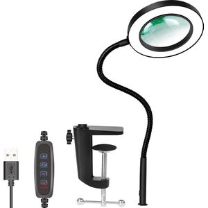 Hendriqs® Loeplamp met LED Verlichting - Daylight Lamp Staand met Tafelklem - Daglichtlamp Hobby - Vergrootglas voor Volwassenen & Ouderen - Daglicht Bureaulamp - Leesloep - Staande Daglichtlampen - Daglicht Lamp - Diamond Painting Accesoires - Loupe