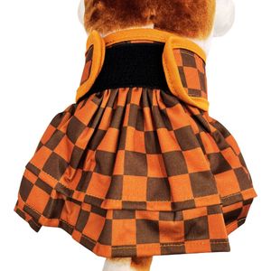 Loopsheidrokje blokjes bruin maat XXL - Taille 63-80 cm - Herbruikbaar - Wasbaar - Loopsheidbroekje - Hondenluier - Voor grote loopse honden