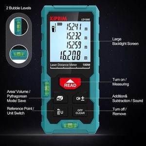 Digitale Laserafstandsmeter 50M met Dubbele Waterpas - Nauwkeurige Meting van Afstand, Oppervlakte & Volume - Waterdicht IP54 - Handzaam en Lichtgewicht met Dataopslag en Achtergrondverlichting LCD