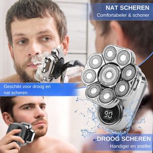 scheerapparaten voor mannen, 9D Upgrade 5 in 1 elektrisch scheermes voor kale mannen met haak nat droog