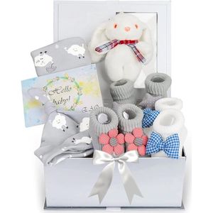 Pasgeboren babycadeaus | Baby Essentials voor pasgeborenen | Unisex babycadeaus voor jongen en meisje |Babycadeauset met inbakeren, babyhoed, babysokken, zacht