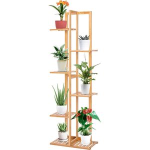 Plantenstandaard Ladder Plank, Bamboe Plant Display Stand Indoor Outdoor Plant Pot Stand Hoge Plant Plank Opbergrek Hoekplank Ladder Voor Balkon Woonkamer Tuin Indoor outdoor