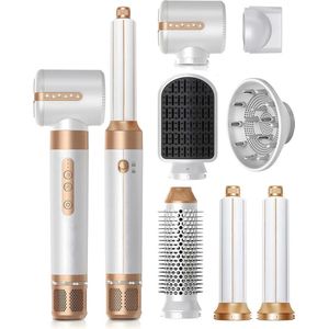 7 in 1 Föhnborstel set, Air Styler voor Fohn Borstel, 110000 U/Min Hair Dryer, Fohn met Diffuser, Heteluchtborstel, Krulborstel, Stijlborstel, Thermal Brush, 1400 watt