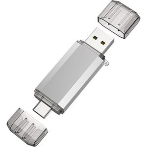 USB-stick 128 GB - 2 in 1, USB-flashdrives USB 2.0 USB C type C geheugenstick OTG Dual Flash Drive 2-in-1 geheugenstick voor tablet, pc, / Android/ Iphone 15 / zilver/groen