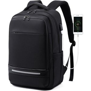 Laptop rugzak, 17 inch waterdichte zakenreis werk computer rugzak tas met USB-oplaadpoort, anti-diefstal college schooltas tas, zwart