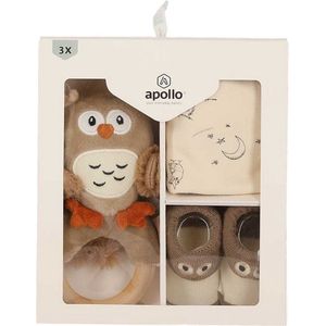 Apollo - Giftbox Uil - Baby Sokken - 3-delige Set - Katoen